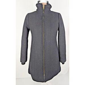 J. Crew Nello Gori Black Lodge Coat Italian Stadium Cloth Wool Sz 4P Classic